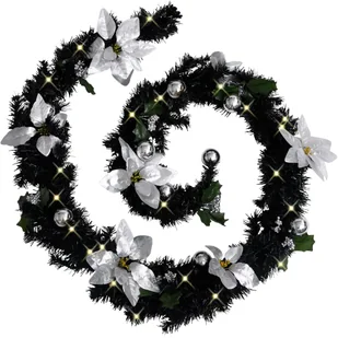 vidaXL Świąteczna girlanda z lampkami LED czarna 2,7 m PVC 320973 - Ozdoby bożonarodzeniowe - miniaturka - grafika 3