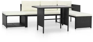 vidaXL Zestaw mebli do ogrodu, 10 części, polirattan, czarno-biały - Meble ogrodowe - miniaturka - grafika 2