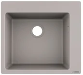 Zlewozmywaki - Hansgrohe S51 Zlewozmywak granitowy jednokomorowy 56x51 cm szarość betonu 43312380 - miniaturka - grafika 1