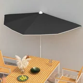 Parasole ogrodowe - vidaXL Półokrągły parasol ogrodowy na słupku, 180x90 cm, czarny 315565 - miniaturka - grafika 1