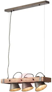 Brilliant Lampa wisząca Plow 3-punktowa czarna/ciemne drewno - Lampy sufitowe - miniaturka - grafika 5