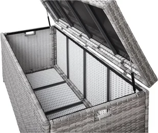 Beliani Skrzynia na poduchy rattanowa szara 158 x 63 cm MODENA - Pozostałe meble ogrodowe - miniaturka - grafika 7