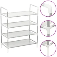Szafki na buty - vidaXL Lumarko Stojak na buty z 4 półkami, metal i włóknina, srebrny 330042 - miniaturka - grafika 1