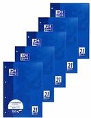 Notesy i bloczki - OXFORD 100050347 Notatnik szkolny, opak. 5 szt., Linijka A4 21 - w linie, dziurkowana 4-dziurkowa 50 kartek przyklejonych na wierzchu Notatnik, blok do pisania, blok papierowy - miniaturka - grafika 1