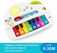 Instrumenty muzyczne dla dzieci - Fisher Price GFK01 pierwszy keyboard, pianino zabawka edukacyjna z piosenkami, dźwiękami i zestawami od 6 miesięcy, w języku niemieckim - miniaturka - grafika 1