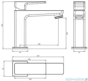 Omnires Parma bateria umywalkowa sztorcowa grafit PM7410GR | - Baterie umywalkowe - miniaturka - grafika 2
