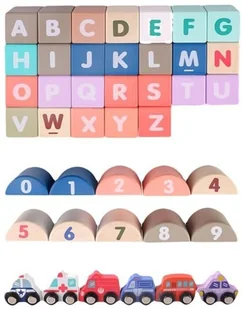 Drewniane klocki edukacyjne miasto z matą 115 szt - Klocki - miniaturka - grafika 2