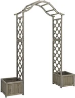 Kratki i pergole - vidaXL Pergola ogrodowa z donicami, szara, lite drewno jodłowe - miniaturka - grafika 1
