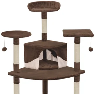 vidaXL Drapak dla kota z sizalowymi słupkami, 203 cm, brązowo-biały - Drapaki dla kotów - miniaturka - grafika 6
