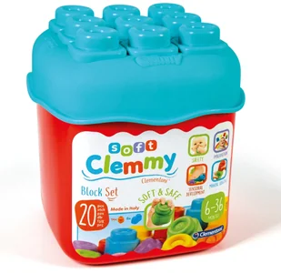 Clementoni CLEMMY Wiaderko z 20 Klockami FIOLETOWO-ŻÓŁTE 8005125147410 - Klocki - miniaturka - grafika 2