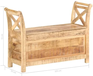 vidaXL Ławka do przedpokoju, 103x33x72 cm, lite drewno mango vidaXL - Ławki do przedpokoju - miniaturka - grafika 7