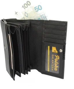 PolskaGalanteria.pl Portfel Damski PolskaGalanteria Z Wstawką Długi Suwak Skóra Naturalna CZARNY WZÓR I D14-WST - Portfele - miniaturka - grafika 5