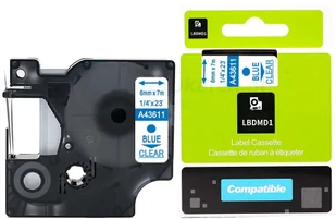 Dymo strefadrukarek.pl Taśma D1 43611 6mm x 7m przeźroczysta niebieski nadruk - zamiennik | OSZCZĘDZAJ DO 80% - ZADZWOŃ! 730811399 PROMOCJA! D1-43611 - Etykiety do drukarek - miniaturka - grafika 4