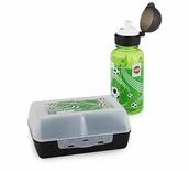 Lunch boxy - Emsa 518140 dziecięcy zestaw bidonu + pojemnik na kanapki, motyw: piłka nożna, bez BPA, materiał: butelka na napoje z tritanu, odporna na pęknięcia i nieszkodliwa, pojemnik na kanapki z tworzywa sztuc 518140 - miniaturka - grafika 1