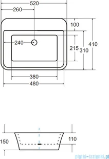 Besco Assos S-Line umywalka nablatowa 40x50x15cm #UMD-AP-NB - Umywalki - miniaturka - grafika 2
