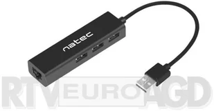 Natec Hub USB 3x USB 2.0 + RJ45 Dragonfly czarny NHU-1413 - Huby USB - miniaturka - grafika 2