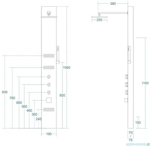 Corsan Neo panel natryskowy z termostatem grafit S-060TGRAFIT | - Panele prysznicowe - miniaturka - grafika 2