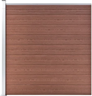 vidaxl Ogrodzenie WPC, 2 panele kwadratowe, 1 skośny, 619x186 cm, brąz 3053217 - Ogrodzenia - miniaturka - grafika 5
