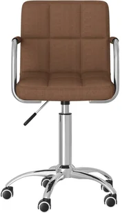 vidaXL Lumarko Obrotowe krzesło stołowe, brązowe, tapicerowane tkaniną 3087972 - Krzesła - miniaturka - grafika 3