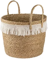 Donice - TAJEMNICZY OGRÓD Osłonka doniczki kosz pleciony 36 cm boho z frędzlami - miniaturka - grafika 1