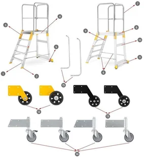 ALOSS 996 99674602 Drabina magazynowa mostek jednostronny wysokość robocza 3,08m) 74602-uniw - Drabiny - miniaturka - grafika 2