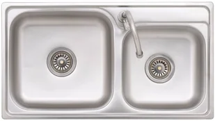 vidaXL Lumarko Zlewozmywak kempingowy, dwukomorowy, z kranem, stal nierdzewna 151211 - Zlewozmywaki - miniaturka - grafika 14