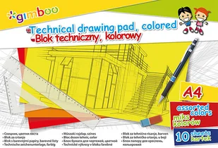 GIMBOO Blok techniczny A4 10 kart 150gsm mix kolorów - Szkolne artykuły papiernicze - miniaturka - grafika 2