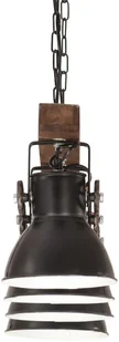 vidaXL Industrialna lampa sufitowa, czarna, E27, drewno mango 320523 - Lampy sufitowe - miniaturka - grafika 14