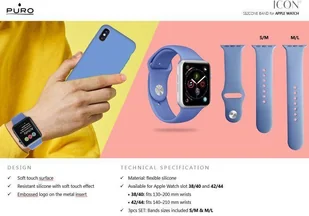 PURO ICON - Elastyczny pasek sportowy do Apple Watch 42/44/45 mm (S/M & M/L) (biały) b2btrade-15013-0 - Akcesoria do smartwatchy - miniaturka - grafika 6