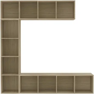 vidaXL 3-cz. regał na książki/ półka pod TV, dąb sonoma, 180x30x180 cm - Meblościanki - miniaturka - grafika 4