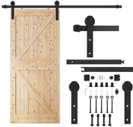 Akcesoria do drzwi - Springos System do drzwi przesuwnych 183 cm prowadnica do 100 kg, barn door stal czarny HA5009 - miniaturka - grafika 1