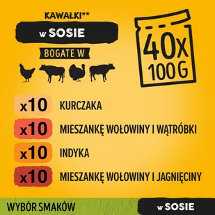 Pedigree Adult saszetka 40x100 g Mix Smaków w Sosie mokra karma pełnoporcjowa dla dorosłych psów kawałki bogate w kurczaka kawałki bogate w mieszankę wołowiny i wątróbki kawałki bogate w indyka - Mokra karma dla psów - miniaturka - grafika 5