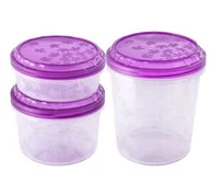 Pojemniki kuchenne - Branq 3 zakręcane pojemniki na żywność okrągłe BR1115 - miniaturka - grafika 1