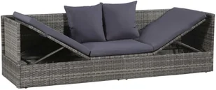 vidaXL Leżanka ogrodowa, szara, 200 x 60 cm, rattan PE - Leżaki ogrodowe - miniaturka - grafika 5