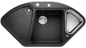 Zlewozmywaki - Blanco Zlewozmywaki Delta II-F Silgranit PuraDur Czarny + Odsączarka stalowa 525868 - miniaturka - grafika 1