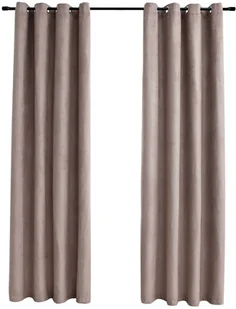 vidaXL Zasłony zaciemniające z metalowymi kółkami, 2 szt., taupe - Zasłony - miniaturka - grafika 6