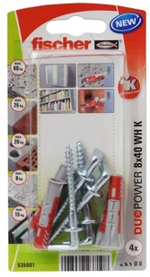 Kołek uniwersalny DUOPOWER z hakiem prostym 8X40 WH K NV - Kołki - miniaturka - grafika 2