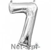 Balony i akcesoria - Amscan Balon foliowy srebrny cyfra 7 40 cm - miniaturka - grafika 1