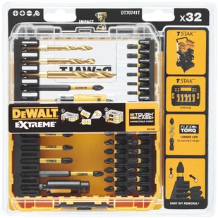 DeWALT zestaw 32 szt. końcówek udarowych 1/4" IMPACT TORSION EXTREME + wiertła, SMALL TOUGH CASE+, DeWALT [DT70741T] DT70741T-QZ - Nasadki do elektronarzędzi - miniaturka - grafika 3
