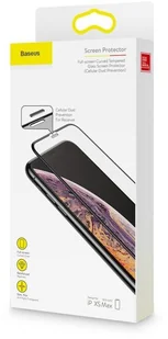 Baseus Baseus SGAPIPH65-WA01 Szkło ochronne hartowane na cały ekran z metalową osłoną na głośnik 9H do iPhone XS Max / czarne SGAPIPH65-WA01 - Szkła hartowane na telefon - miniaturka - grafika 8
