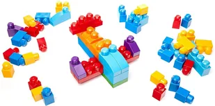 Fisher Price Mega Bloks Klocki 60 Elementów Torba Niebieska Klocki Dla Małych Dzieci DCH55 DCH55 - Klocki - miniaturka - grafika 7