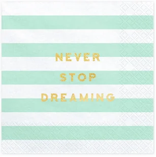 PartyDeco Serwetki "Yummy - Never Stop Dreaming", miętowy, 33 cm, 20 szt SP33-67-103 - Gadżety dla niej i dla niego - miniaturka - grafika 2