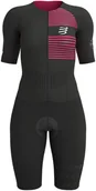 Bielizna sportowa męska - CompresSport Strój triathlonowy damski AERO SS TRISUIT czarno-różowy - miniaturka - grafika 1