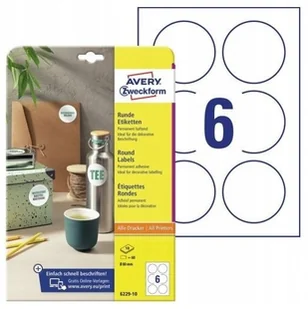 Avery Zweckform Etykiety papierowe 80mm okrągłe ZWECKFORM trwałe białe 10 ark 60 etykiet /6229-10/ ZW704 - Etykiety do drukarek - miniaturka - grafika 2