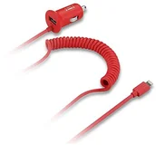 Ładowarki samochodowe - Aiino Car Charger KFZ ładowarka samochodowa USB 1 port USB 2,4 A Wbudowany gewendeltes kabla micro USB 1,2 m do Samsung smartfonu i tabletu PC, czerwony AIAB1U24ASMCR-RD - miniaturka - grafika 1