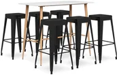 Stoły z krzesłami - vidaXL 7-częściowy zestaw mebli barowych, biało-czarny - miniaturka - grafika 1