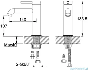 KOHLMAN Axel Black bateria umywalkowa 18 cm czarny mat QB105AB | - Baterie umywalkowe - miniaturka - grafika 2