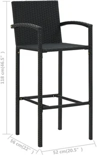 vidaXL 3-cz zestaw mebli barowych z podłokietnikami czarny rattan PE 3064805 - Pozostałe meble ogrodowe - miniaturka - grafika 13