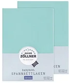 Prześcieradła dla dzieci - Zollner Julius prześcieradło z gumką na łóżko dziecięce, wymiary: 60 x 120 / 70 x 140 cm, w różnych kolorach dwupak miętowy - miniaturka - grafika 1