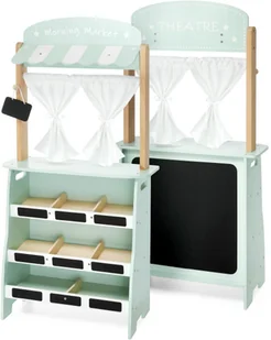 Mamabrum Duży, drewniany sklep - stragan i teatr 2w1 z wagą, terminalem płatniczym, warzywami i owocami MARKET CA1208 - Zabawki interaktywne dla dzieci - miniaturka - grafika 2